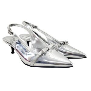 NWOT Morgan Taylor Silver Kitten Heel - Size 8.5‎